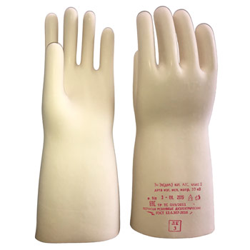 Перчатки диэлектрические бесшовные резиновые (класс 1) ГОСТ 12.4.307-2016