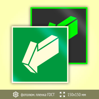 Знак E19 «Открывать движением на себя» (фотолюминесцентная пленка ГОСТ 34428-2018, 150х150 мм)